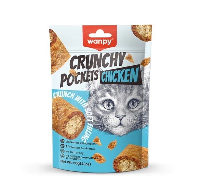 تشویقی گربه ونپی با طعم مرغ Wanpy Crunchy Pockets وزن 60 گرم